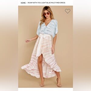 Red Dress Boutique Light Blue Multi Midi Dress size small